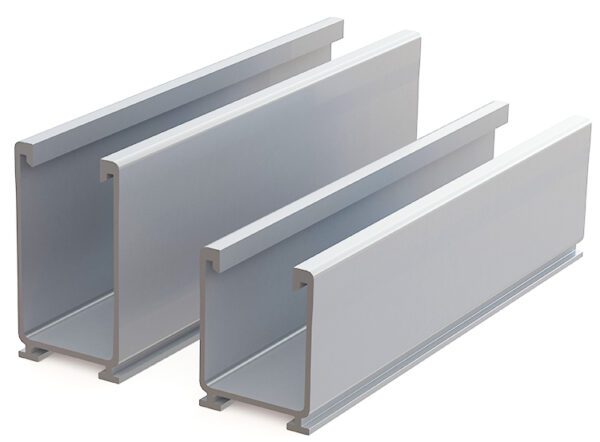 Metal structural beams in various sizes.