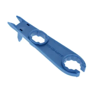 An Amphenol Helios H4 Spanner Wrench with a plastic handle.