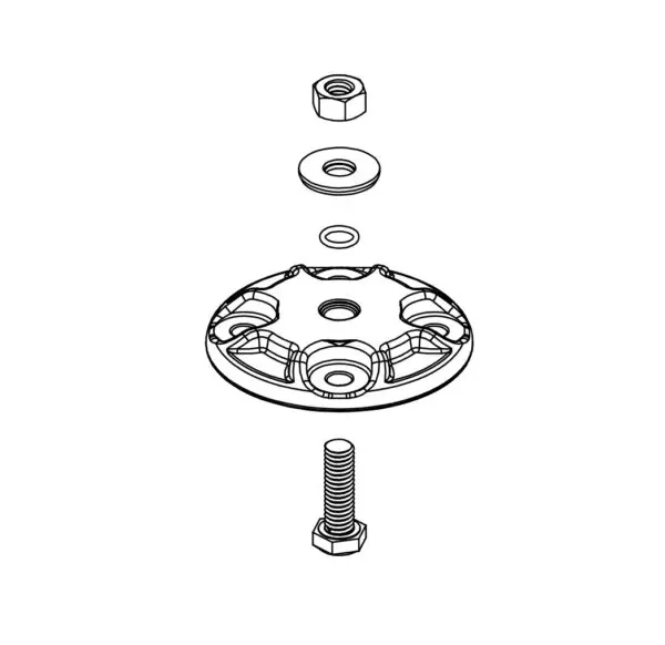 Exploded view of a mechanical assembly components.