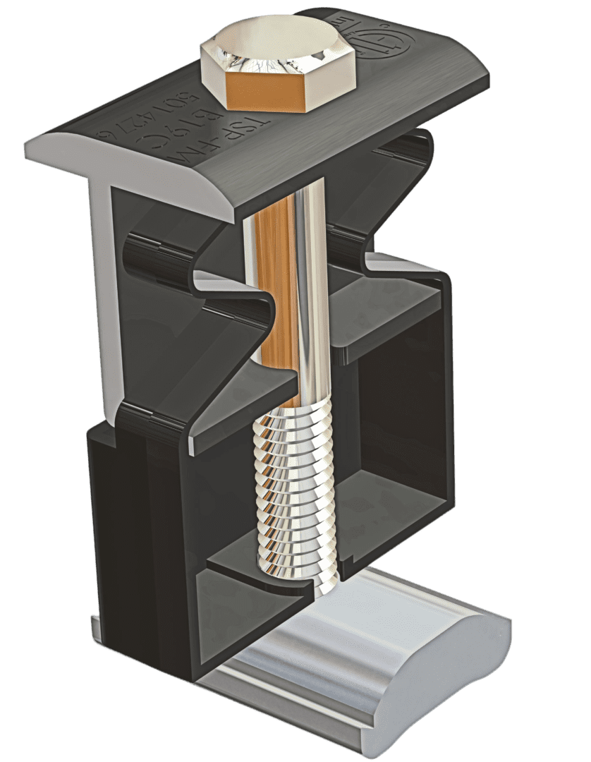 Cutaway view of a mechanical clamp design.