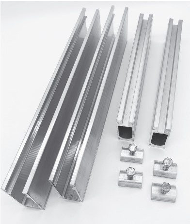 Aluminum structural components and connectors.