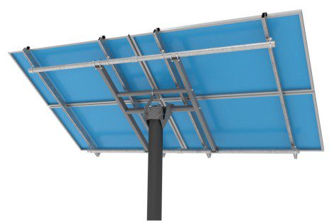 Solar panel mounted on metal frame.