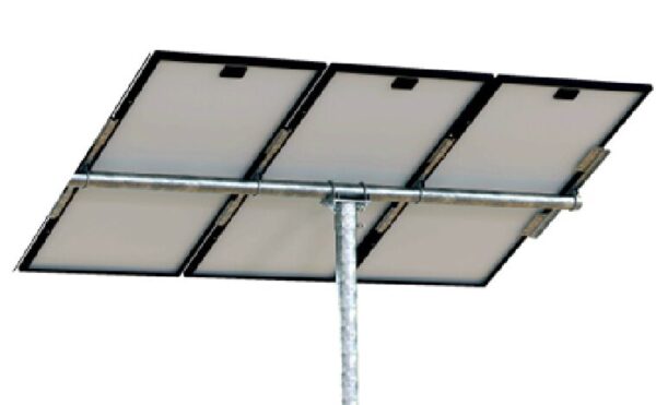 Solar panels mounted on a metal frame.